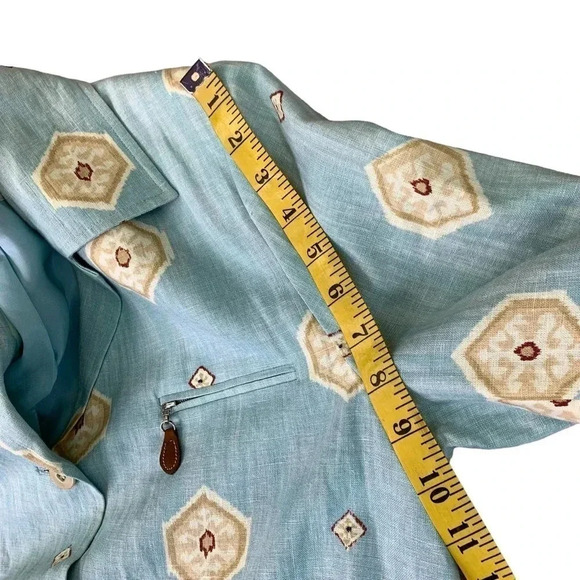 Doncaster 100% Linen Button Down Sports Blazer Jacket Women Size 10 Green Aztec - Picture 13 of 16